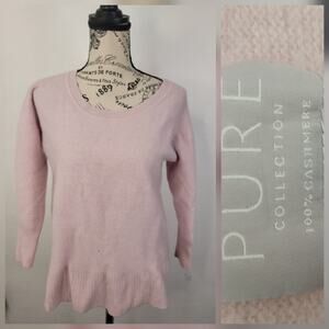 Pure Collection 100% Cashmere Sweater Womens SZ 12 Pullover Knit Pink
